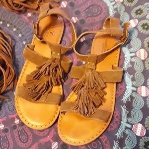 American Eagle Boho fringe sandals size 9